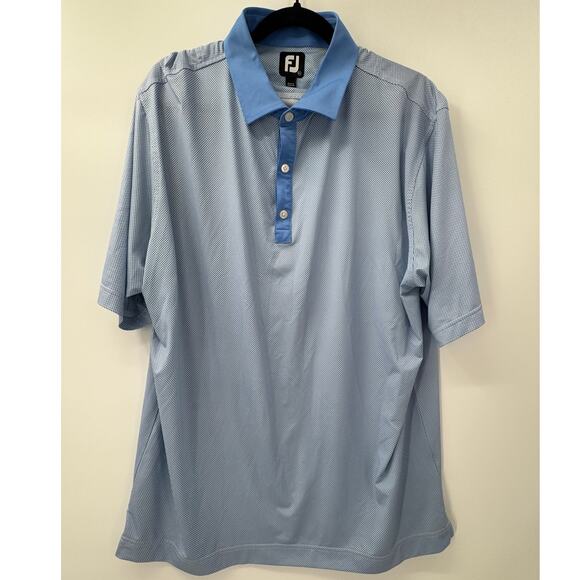 FootJoy Polo Mens XL Blue White Checkered Athletic Golf Short Sleeve Stretch - Picture 1 of 7